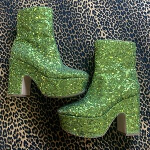 Lime Green Llana Fashion Sequin Platform Boots by Circus NY Sam Edelman